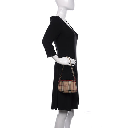 Burberry Haymarket Check Clara Pochette Military Red 2 of 10