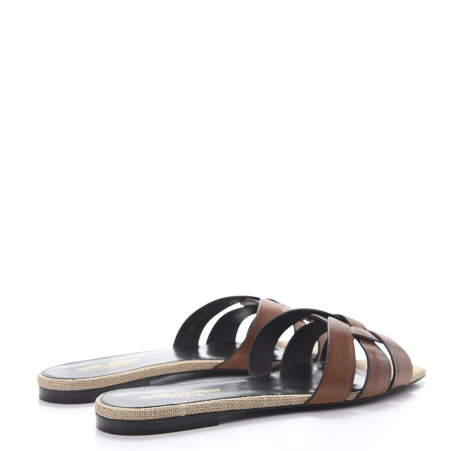 Calfskin Canvas Tribute 05 Slide Sandals 39 Brown