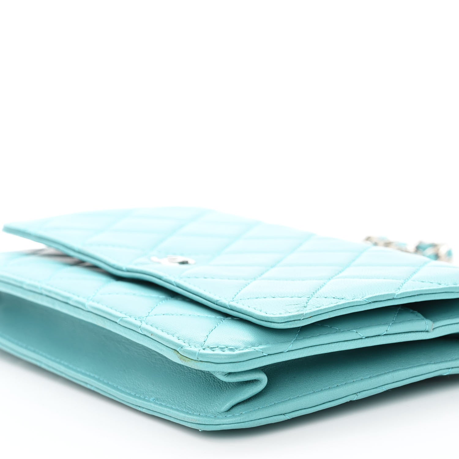 Chanel Lambskin Quilted Wallet On Chain WOC Turquoise 9 of 10