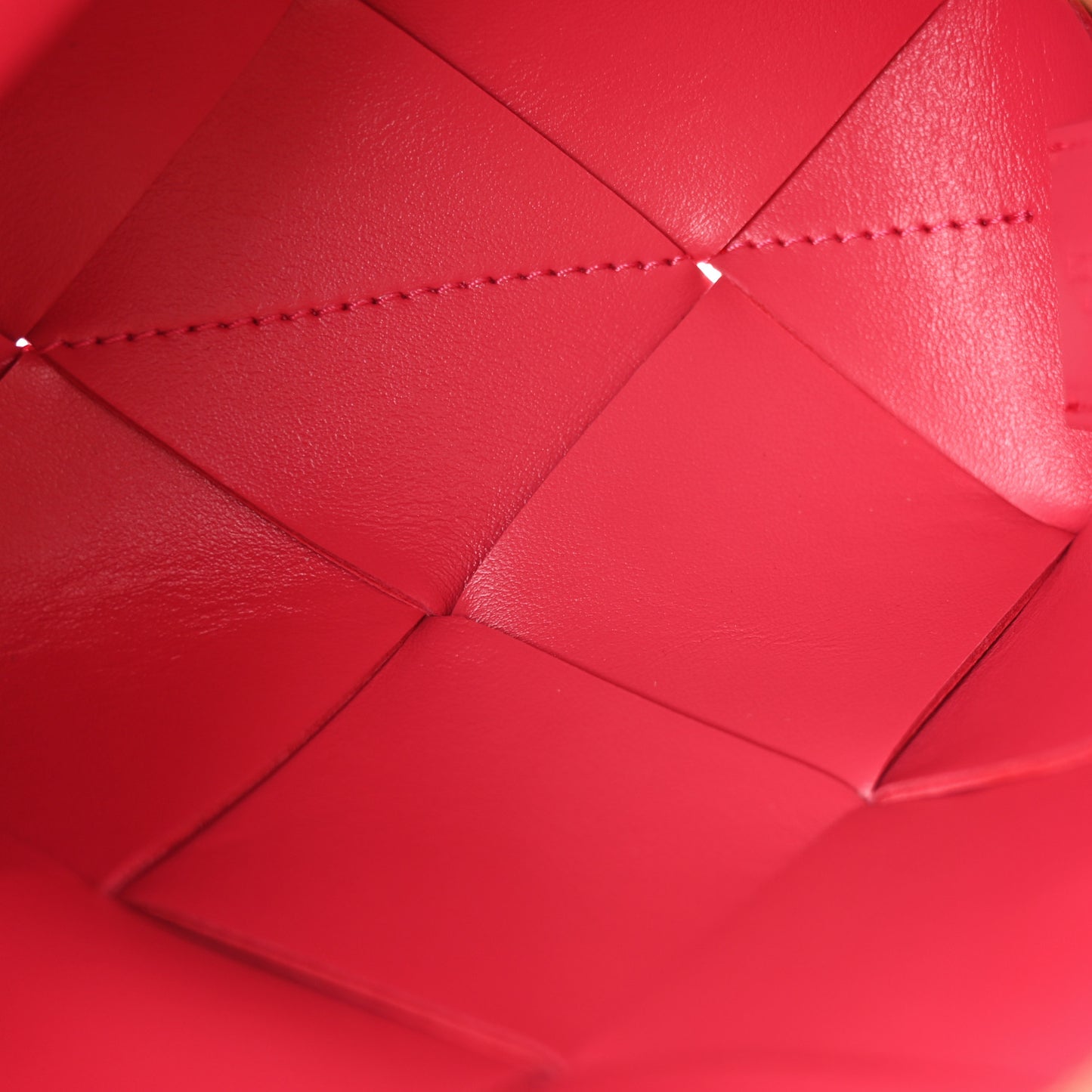 Lambskin Maxi Intrecciato Mini Cassette Camera Bag Cranberry