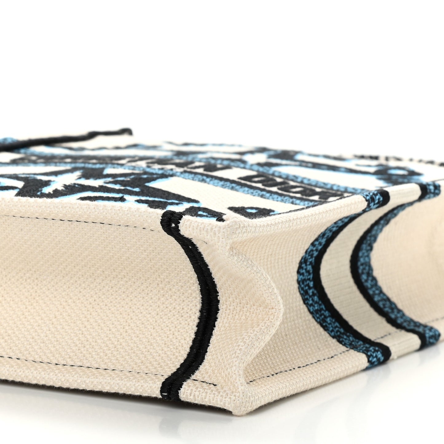 Canvas Embroidered Vertical Lucky Star Book Tote White Multicolor