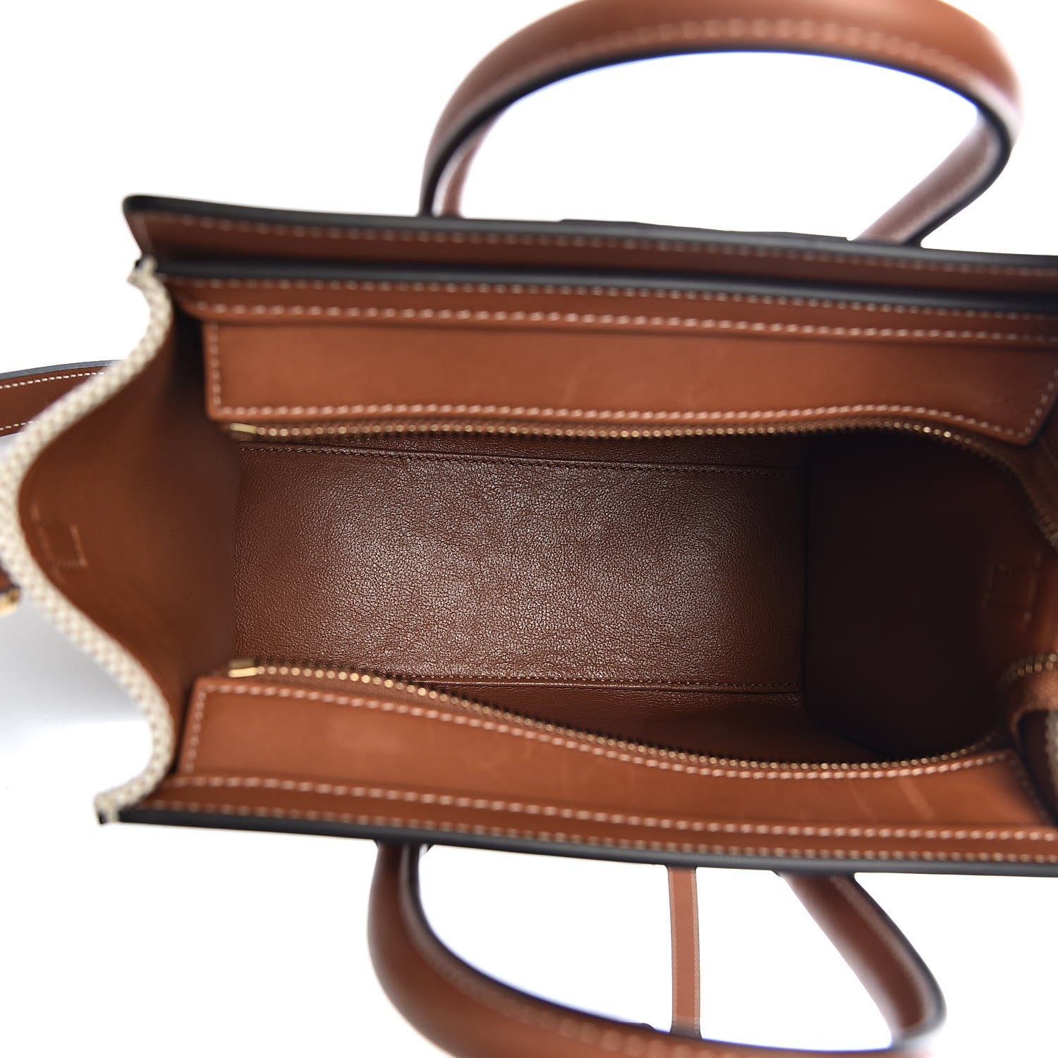 Celine Textile Smooth Calfskin Nano Luggage Tan White 5 of 12