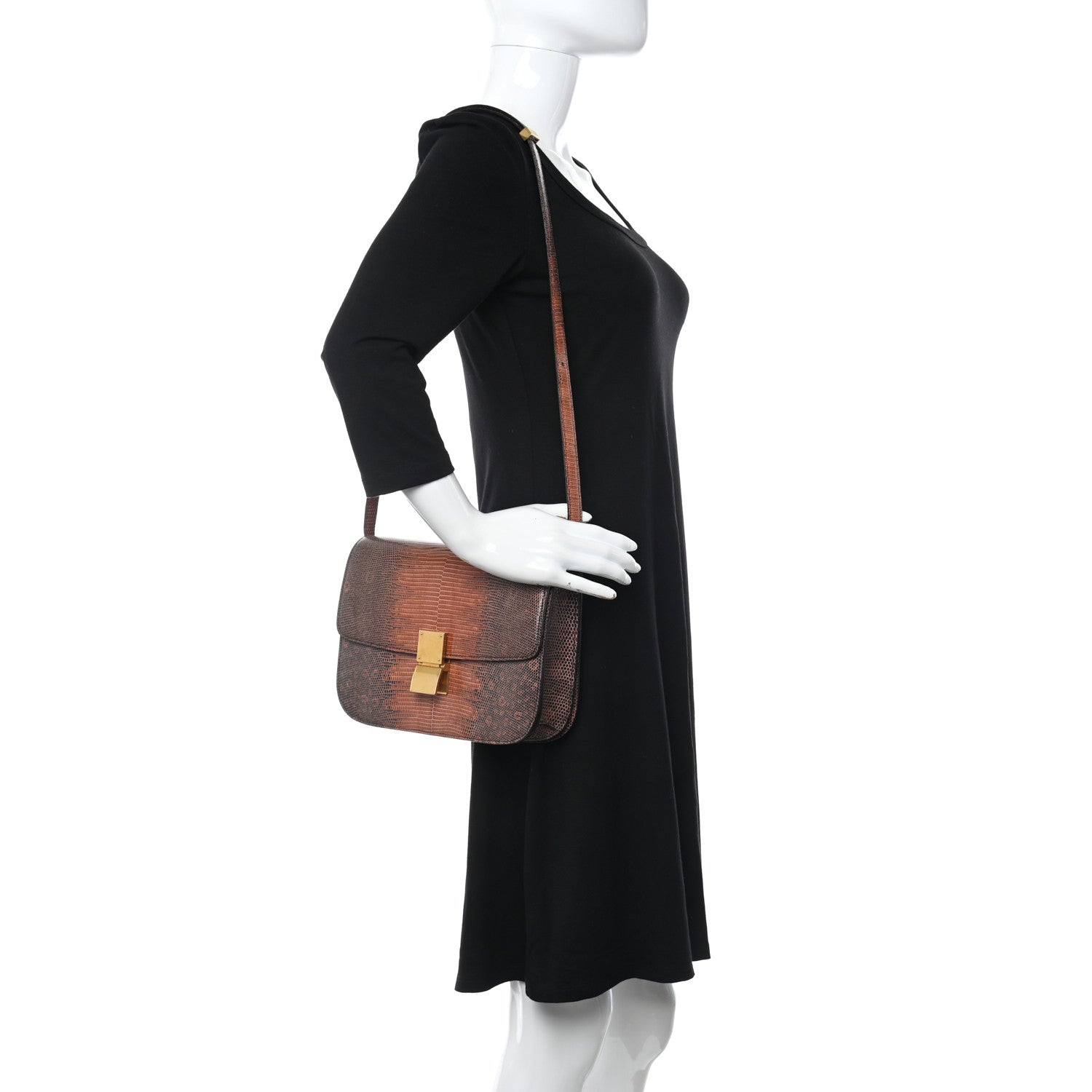 Celine Lizard Medium Classic Box Flap Bag Cognac 2 of 7