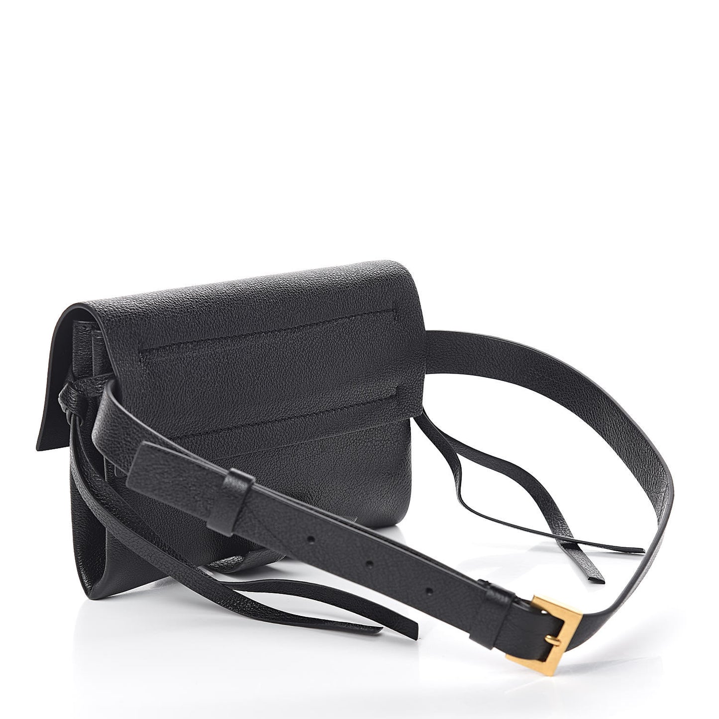 Textured Patent Calfskin VRing Belt Bag Black
