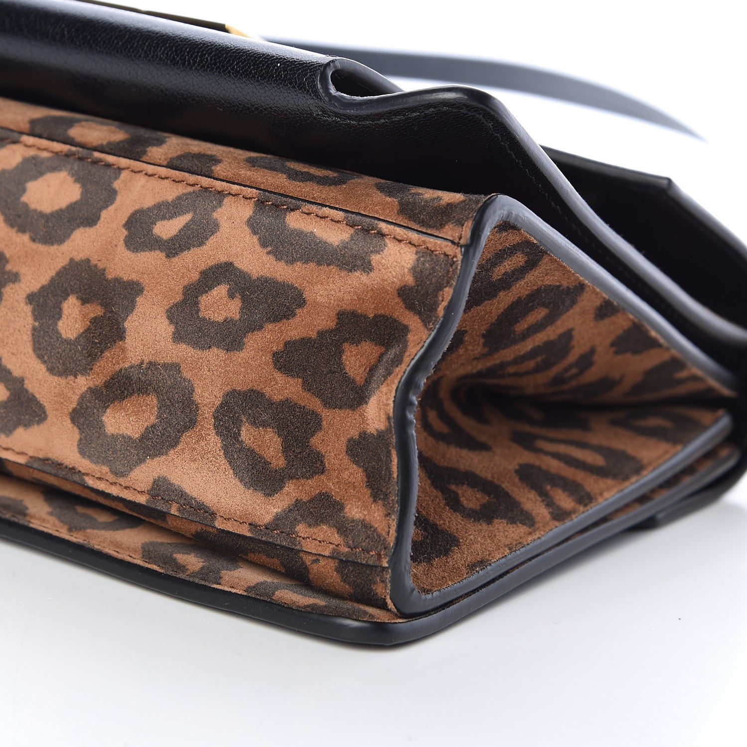 Givenchy Calfskin Suede Leopard Print Small GV3 Shoulder Bag Black Chestnut 9 of 10