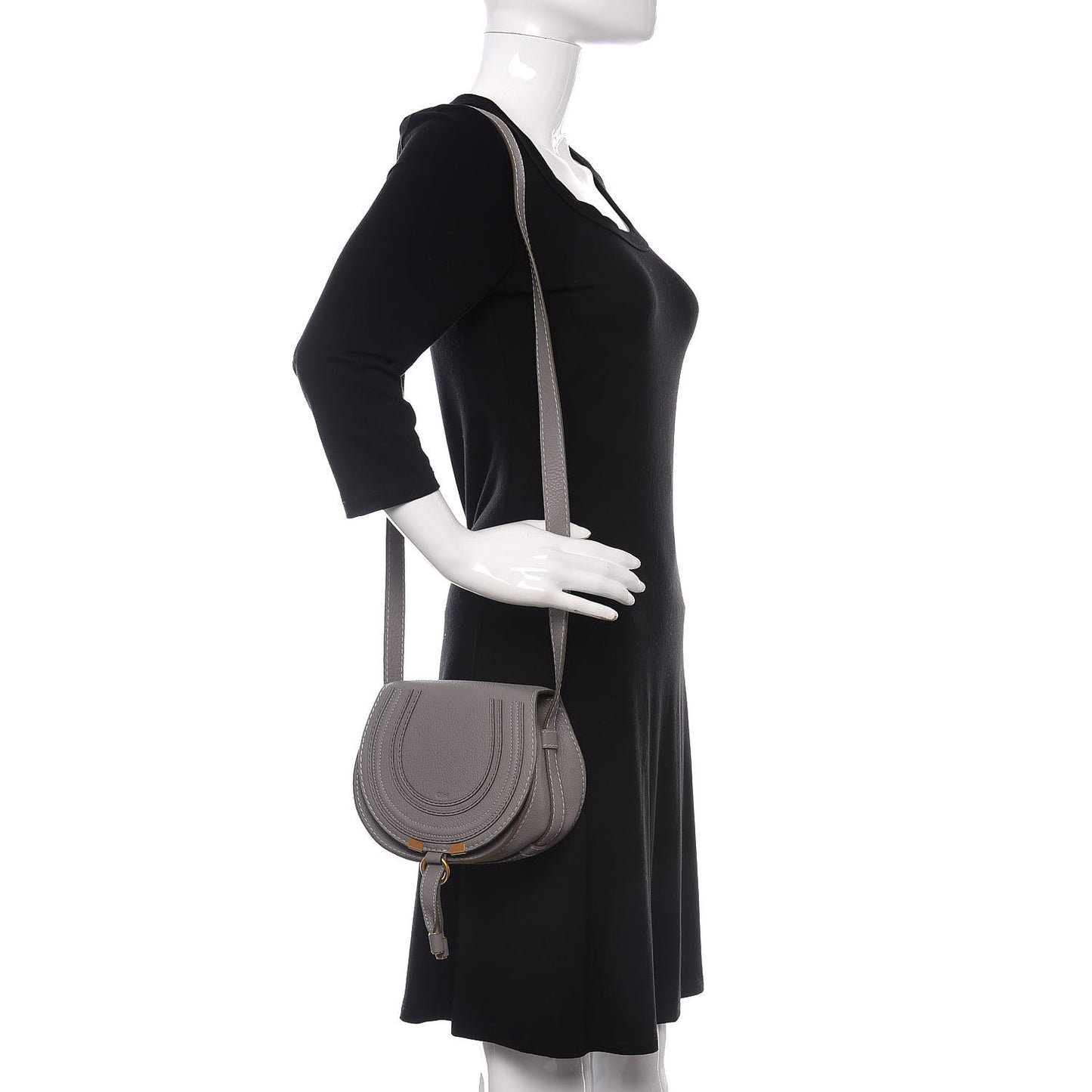 Calfskin Mini Marcie Round Crossbody Bag Cashmere Grey