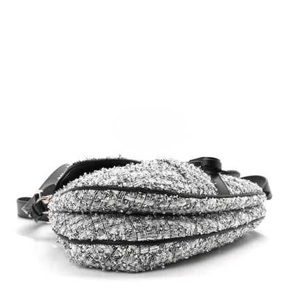 Christian Dior Tweed Saddle Bag Black Silver 4 of 10