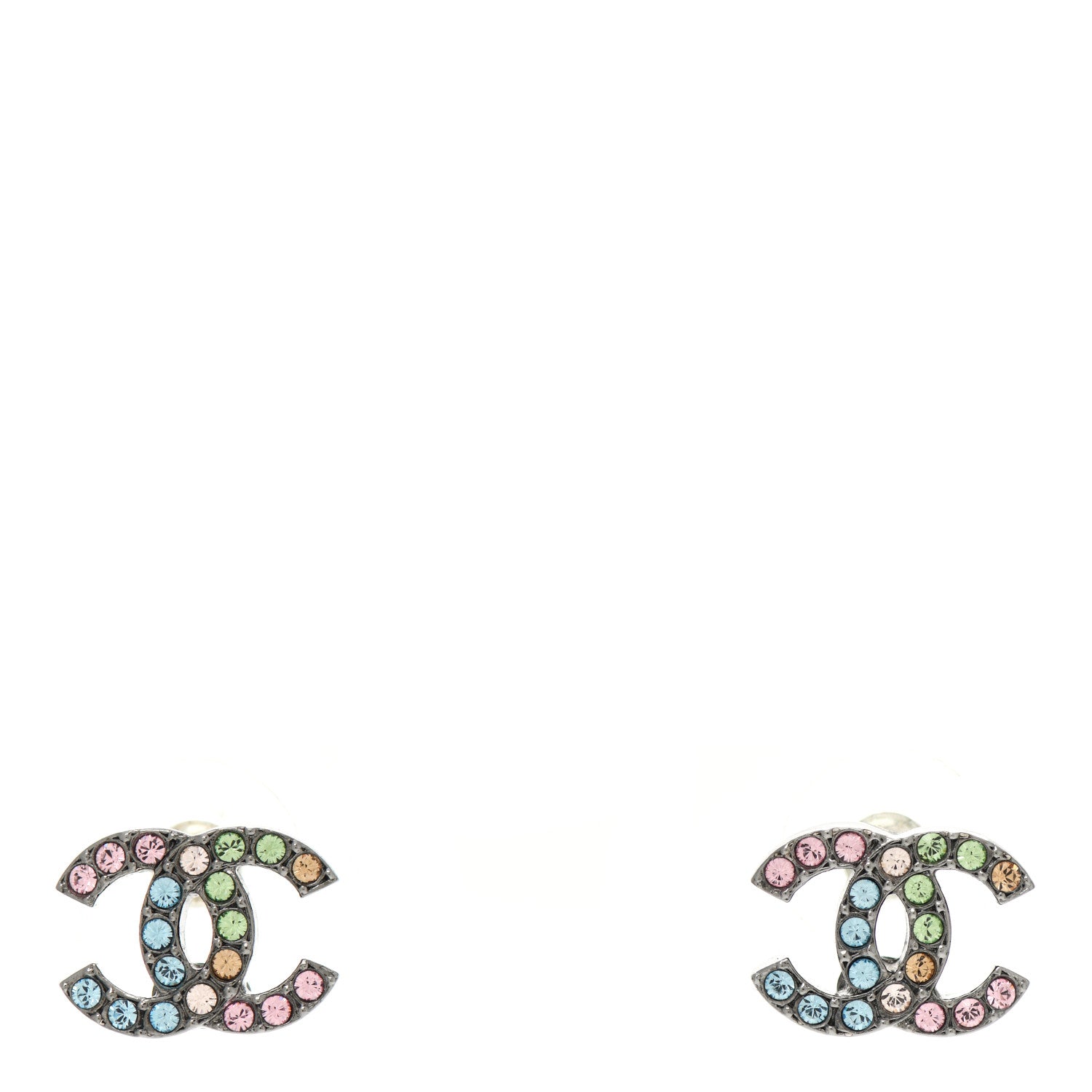 Chanel Ruthenium Crystal CC Earrings Multicolor 1 of 4