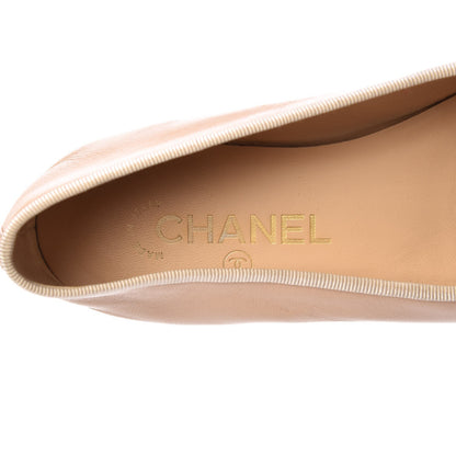 Chanel Lambskin Cap Toe CC Ballerina Flats 36.5 Beige Black 8 of 13