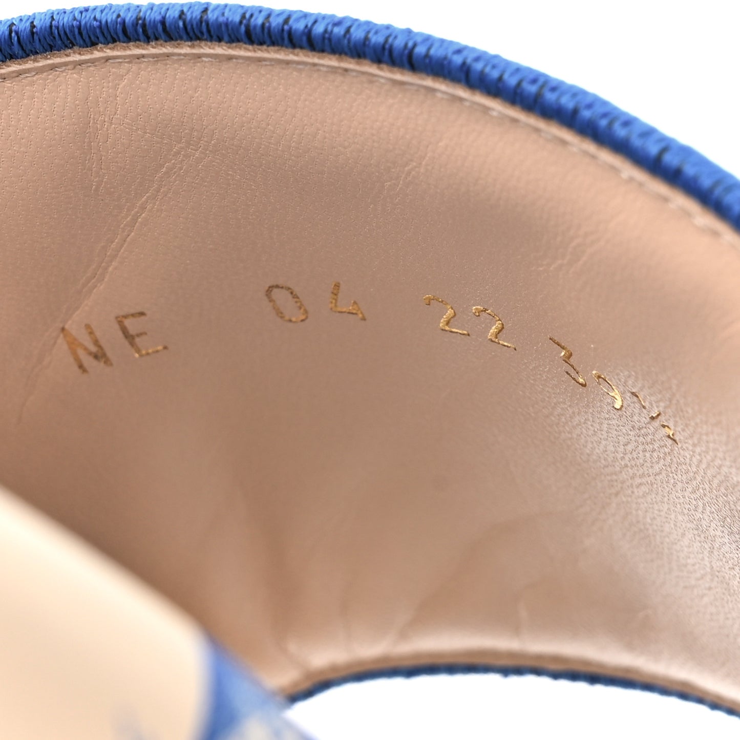 Canvas Toile de Jouy Embroidered Dway 10mm Slide Sandals 39.5 Blue