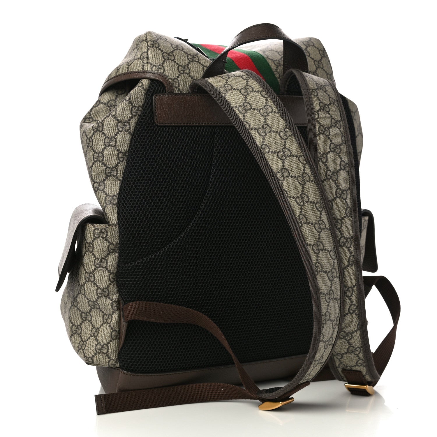 Gucci GG Supreme Monogram Medium Ophidia Double Buckle Backpack Brown 3 of 10
