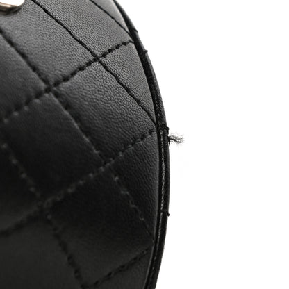 Chanel Lambskin Quilted Mini Round Vanity Case With Chain Black 13 of 14