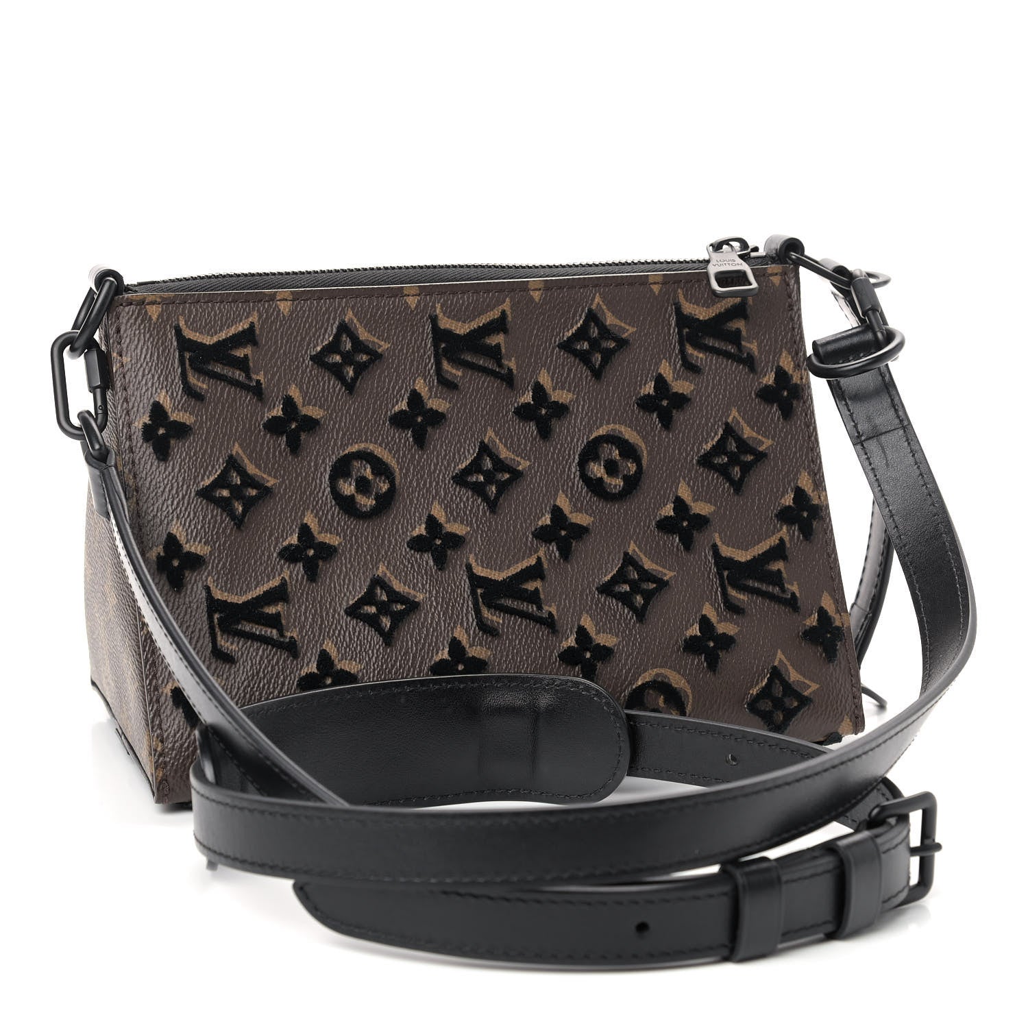 Louis Vuitton Monogram Tuffetage Triangle Messenger Black 2 of 8