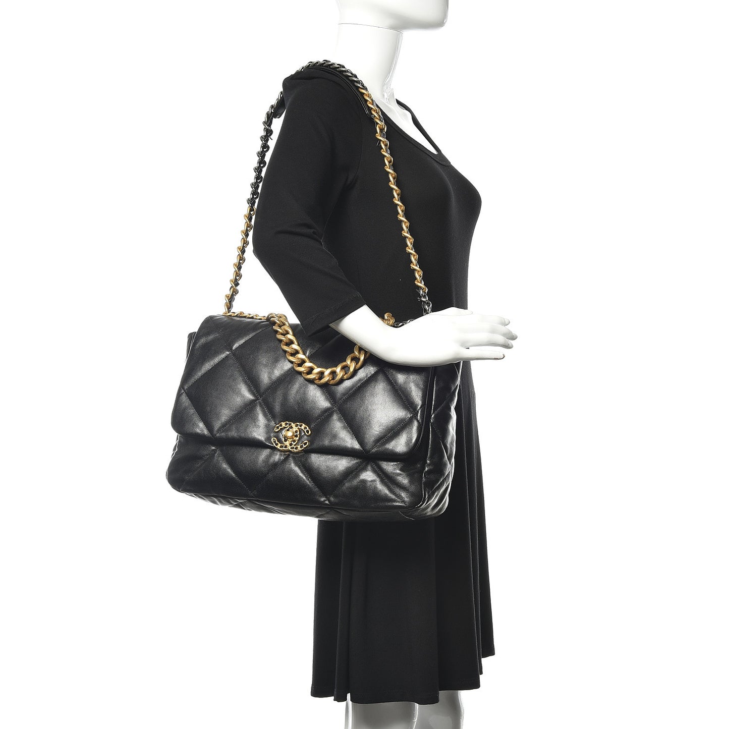 Goatskin Quilted Maxi 19 Flap Black