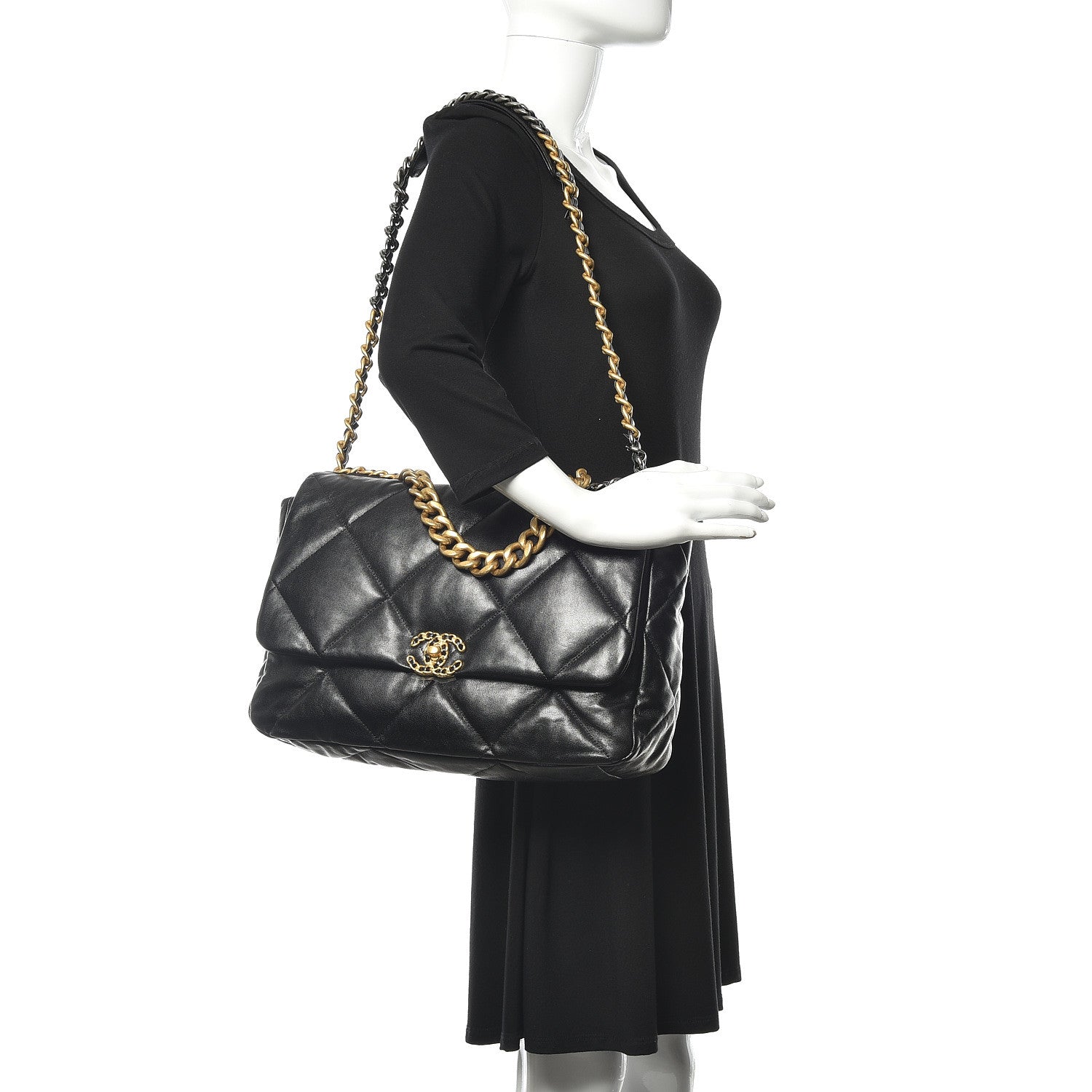 Chanel Goatskin Quilted Maxi 19 Flap Black 2 of 10