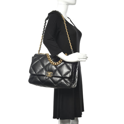 Chanel Goatskin Quilted Maxi 19 Flap Black 2 of 10