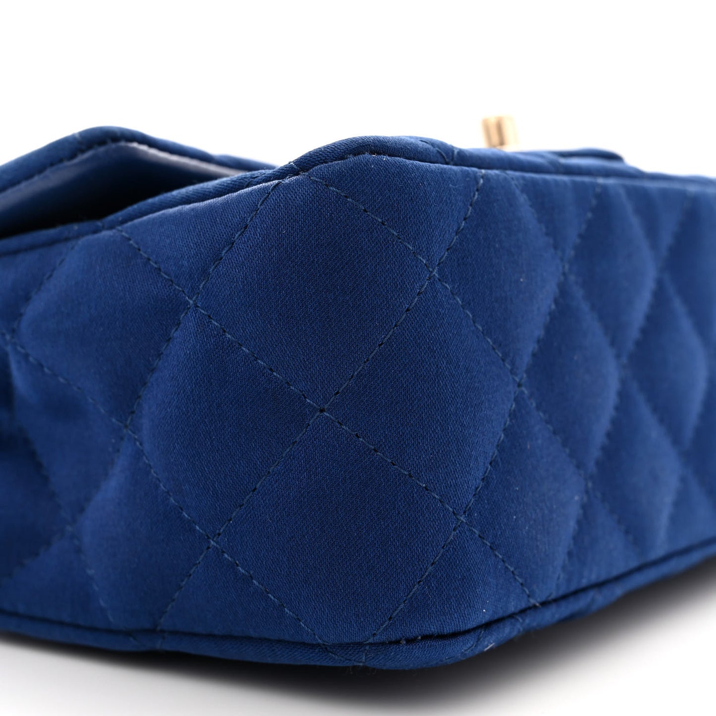 Satin Quilted Mini Rectangular Flap Blue
