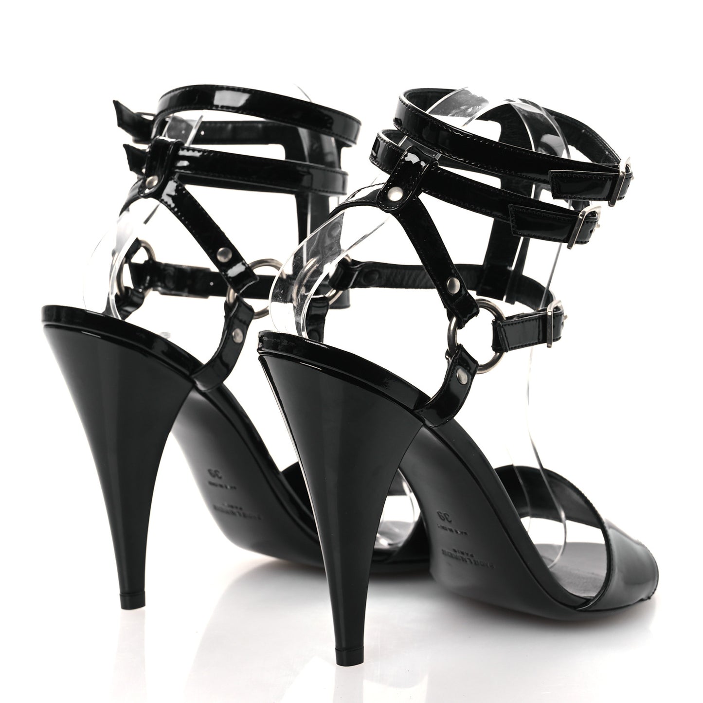 Patent Calfskin Fetish 105 Sandal 39 Black