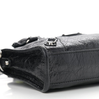 Balenciaga Agneau Classic Silver Hardware Nano City Logo Strap Black Fluo Yellow 9 of 10