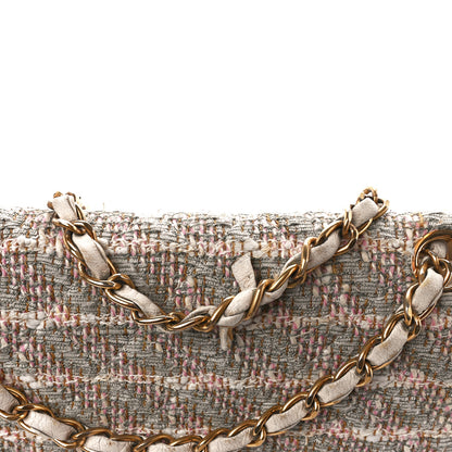 Chanel Tweed Quilted Medium Double Flap Beige Multicolor 14 of 15