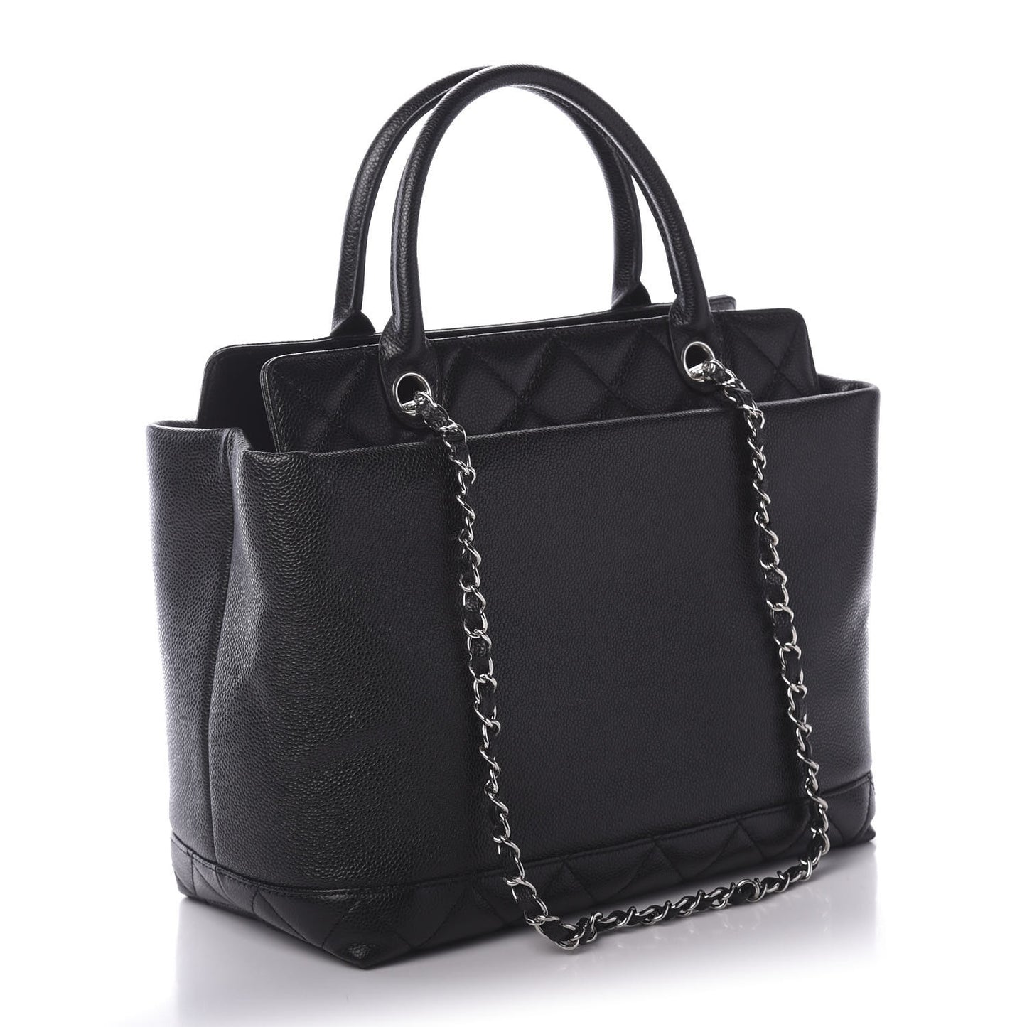 Soft Caviar CC Medium Top Handle Tote Black