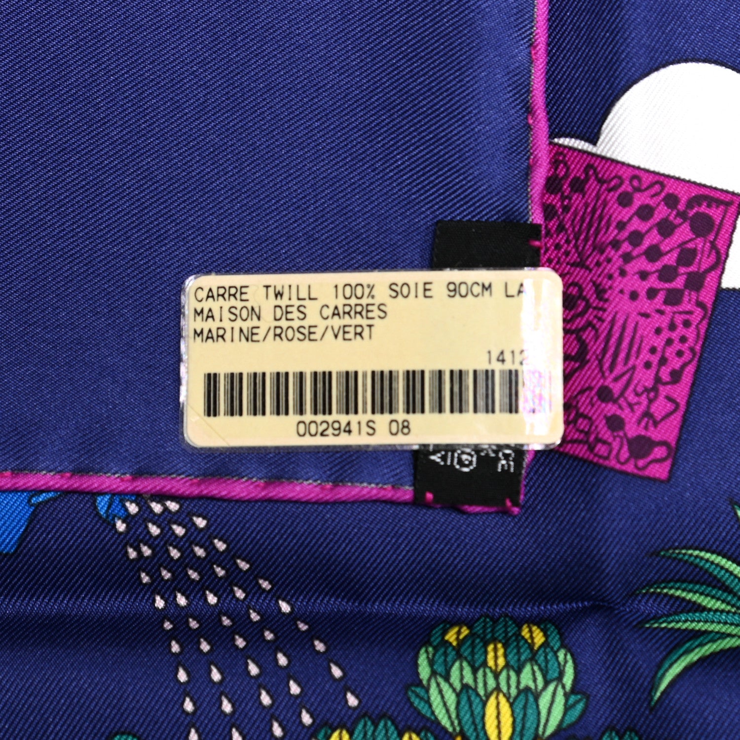 Hermes Silk La Maizeon Des Carres Scarf 90 Marine Rose Vert 5 of 5