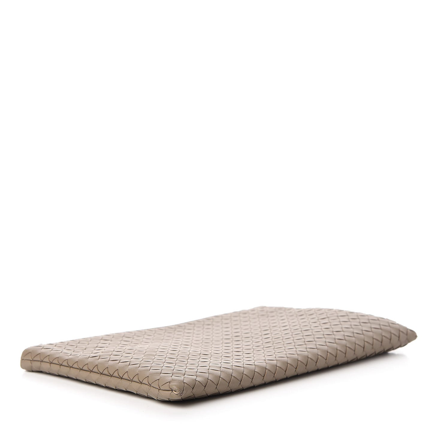 Nappa Intrecciato Large Flat Zip Biletto Pouch Mink