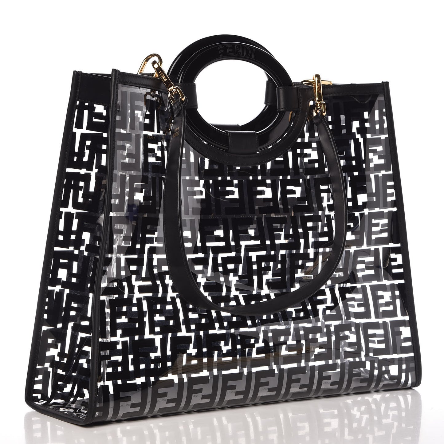 TPU FF Vitello Century Plexiglass Medium Runaway Shopper Tote Black