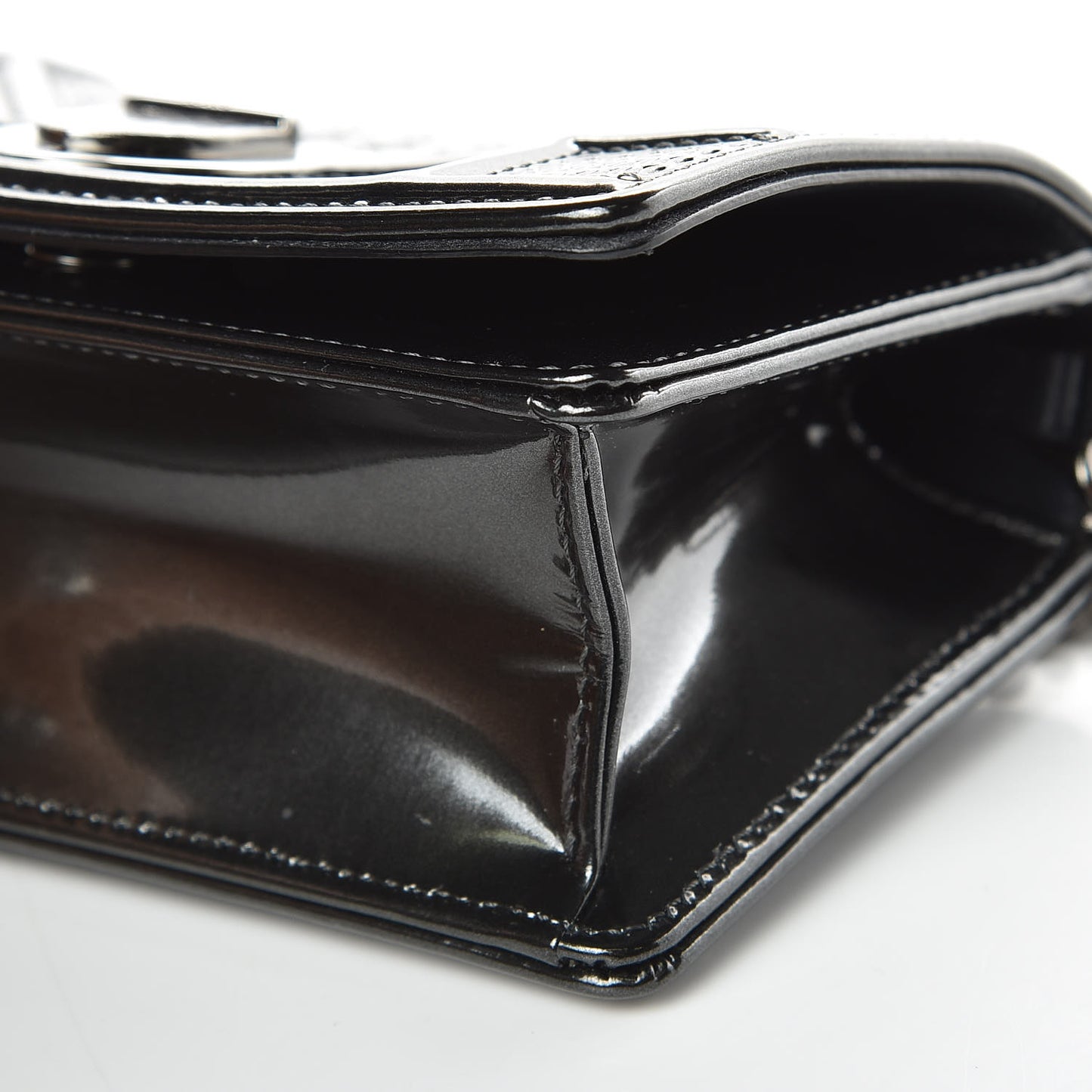 Metallic Patent Micro-Cannage Baby Diorama Flap Bag Onyx Black
