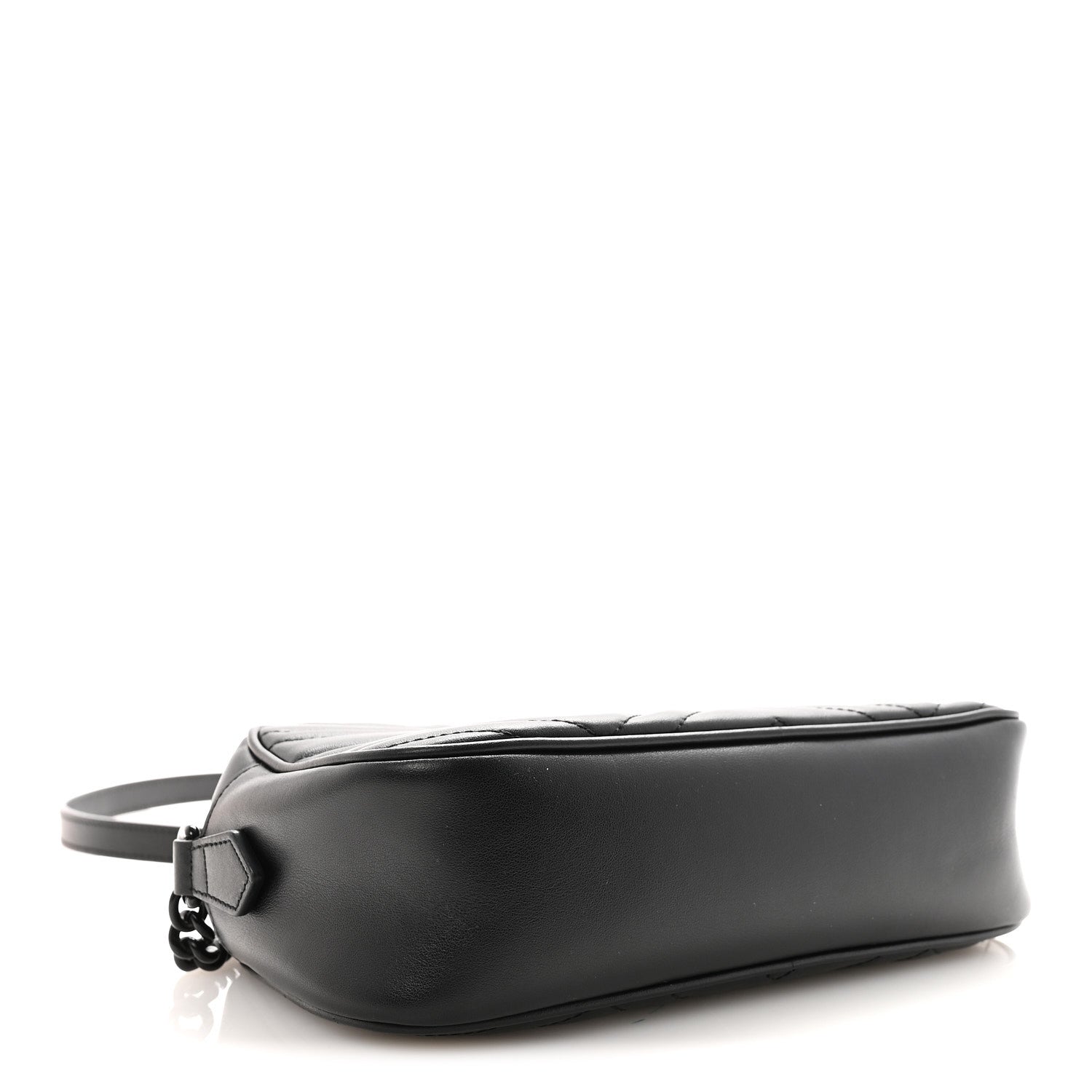 Gucci Calfskin Matelasse Monochrome Small GG Marmont Chain Shoulder Bag Black 4 of 9