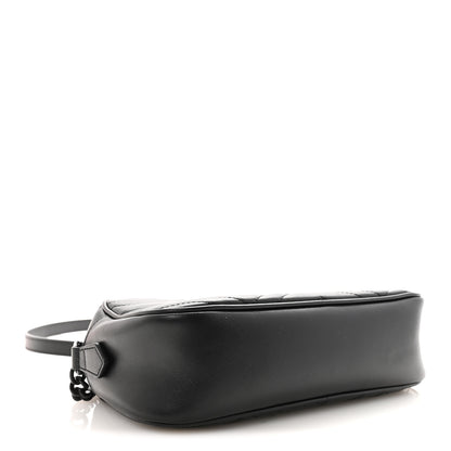 Gucci Calfskin Matelasse Monochrome Small GG Marmont Chain Shoulder Bag Black 4 of 9