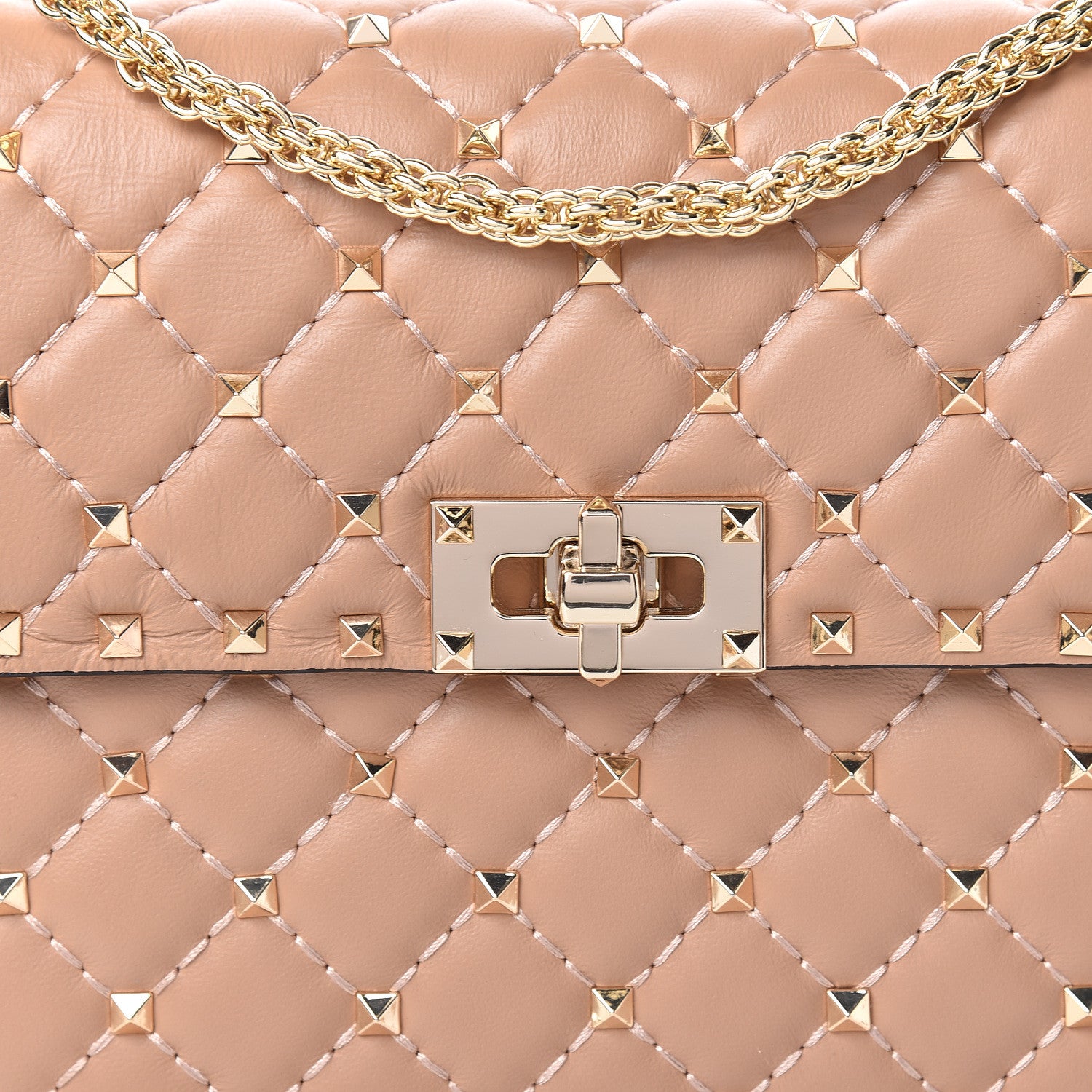 Valentino Garavani Nappa Large Rockstud Spike Shoulder Bag Camel Rose 9 of 9