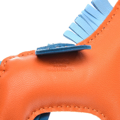 Hermes Milo Lambskin Grigri Rodeo Horse Bag Charm PM Feu Celeste Bleu Izmir 3 of 4