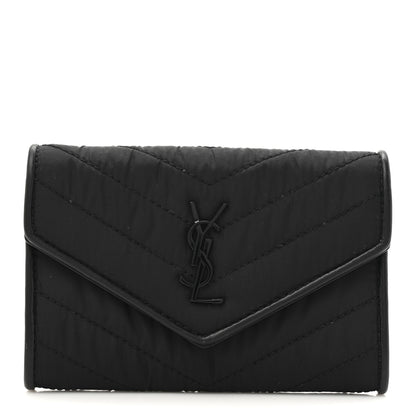 Saint Laurent Calfskin Nylon Matelasse Chevron Small Monogram Envelope Wallet Black 1 of 8