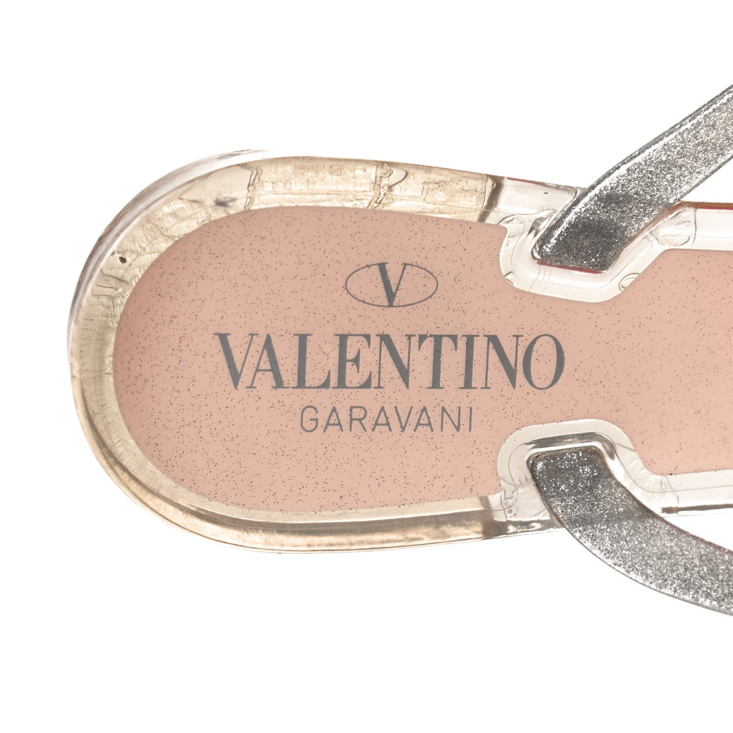 Valentino Garavani PVC Jelly Glitter Rockstud Bow Thong Sandals 39 Silver 9 of 10