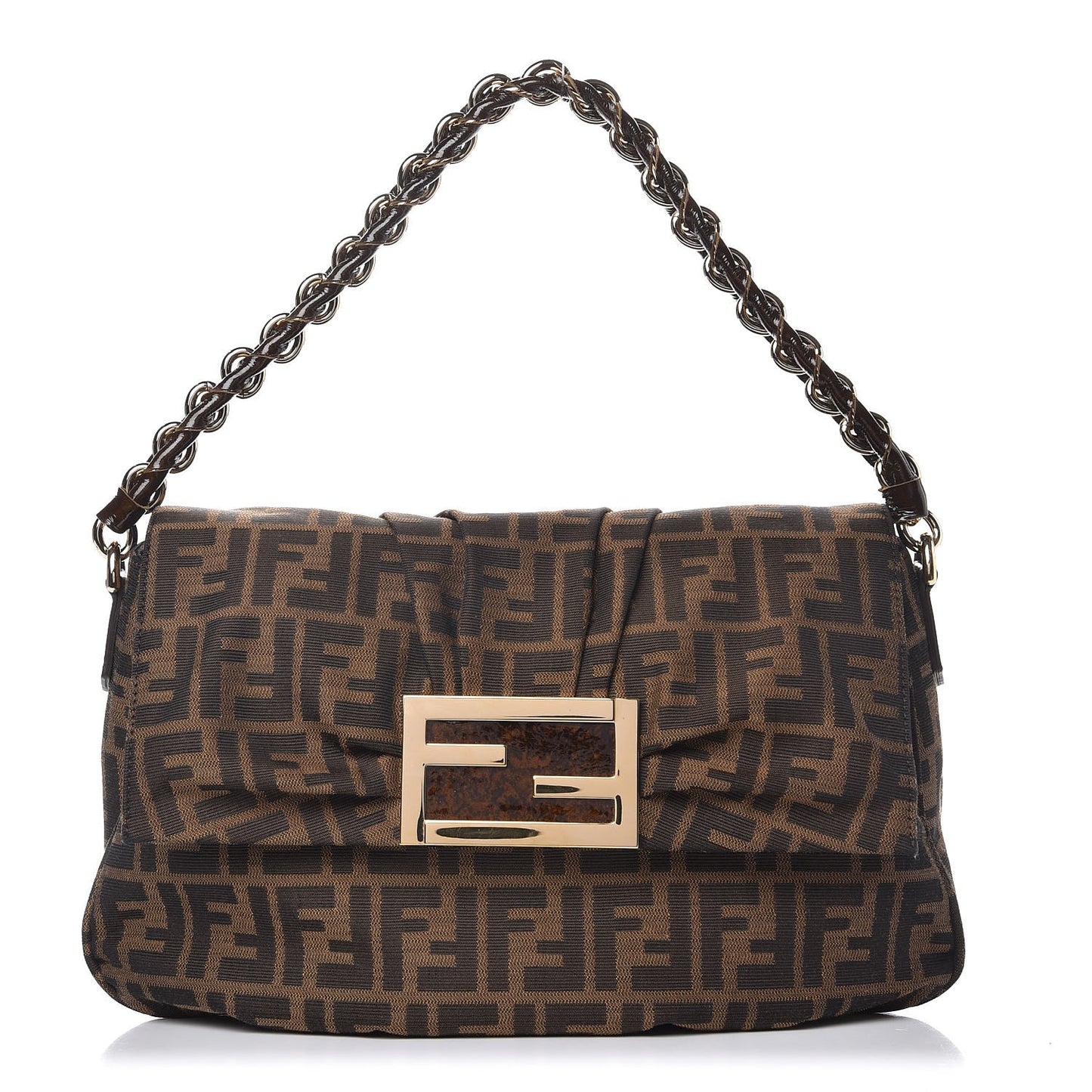 Zucca Patent Mia Shoulder Flap Tobacco