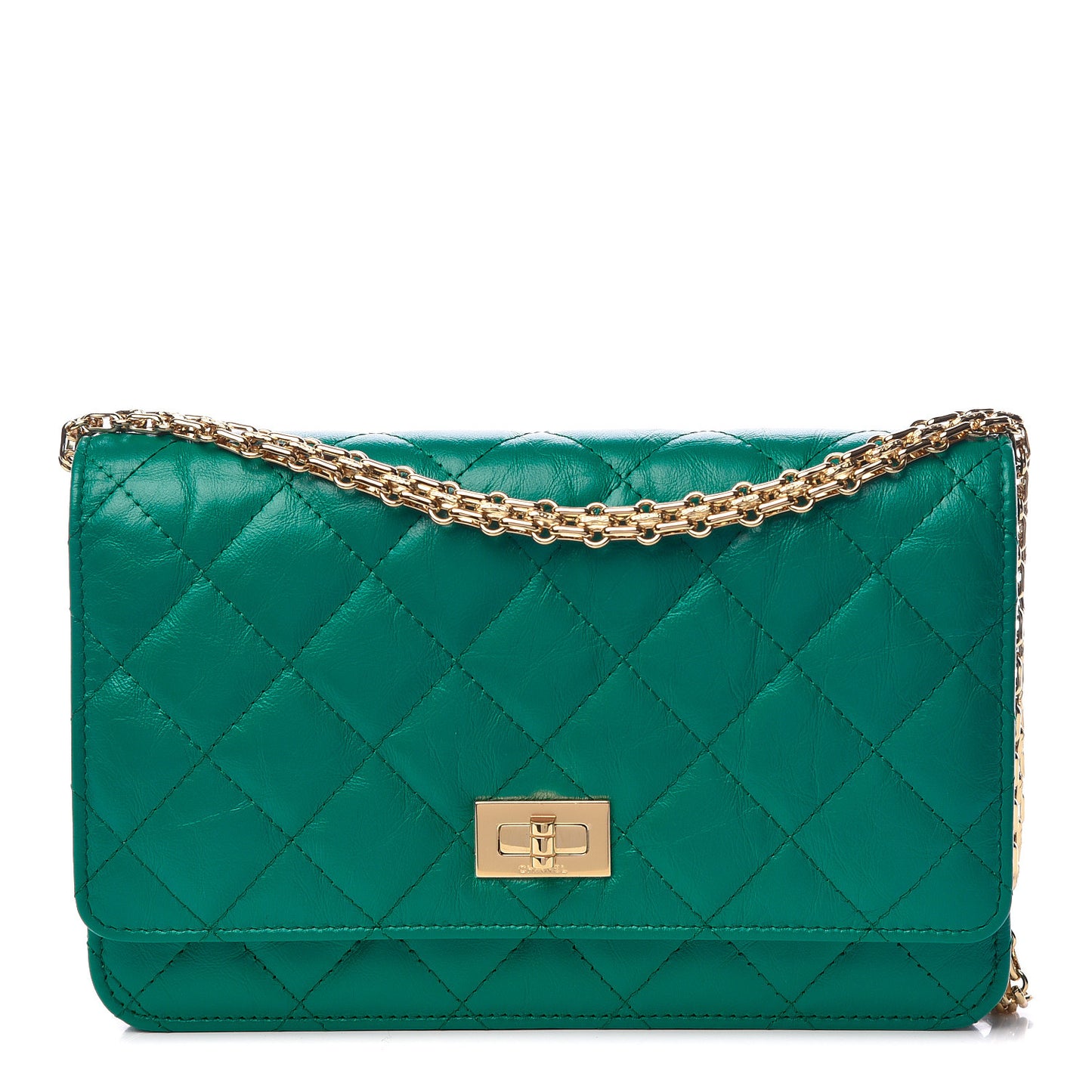 Aged Calfskin Quilted Reissue Wallet On Chain WOC Green