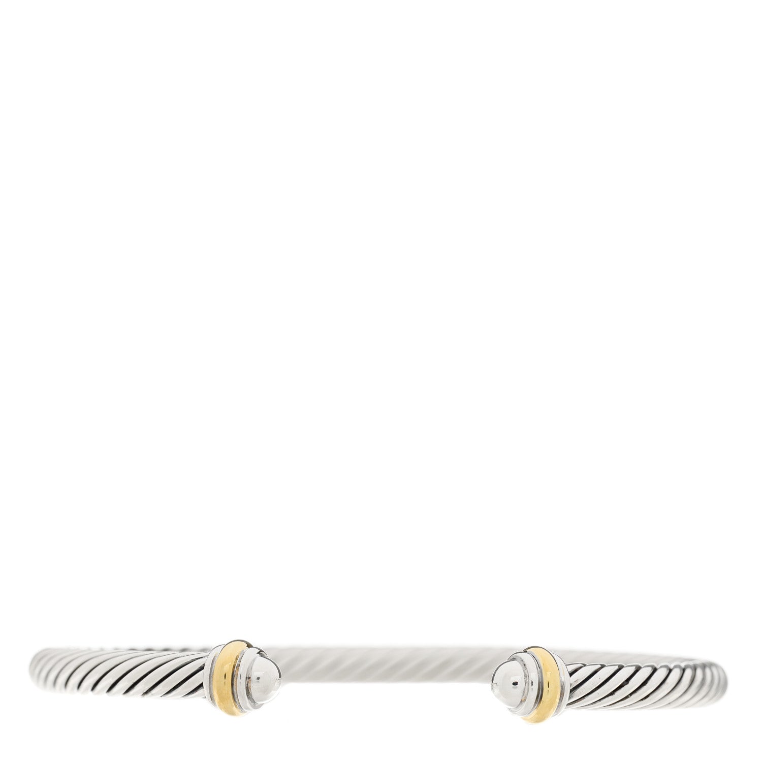David Yurman Sterling Silver 18K Yellow Gold 4mm Cable Classics Bracelet 1 of 6
