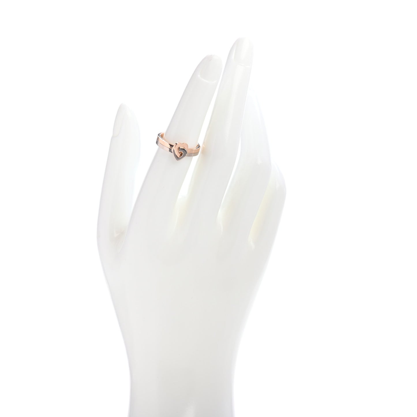 18K White Pink Gold Double Heart Ring 52 6