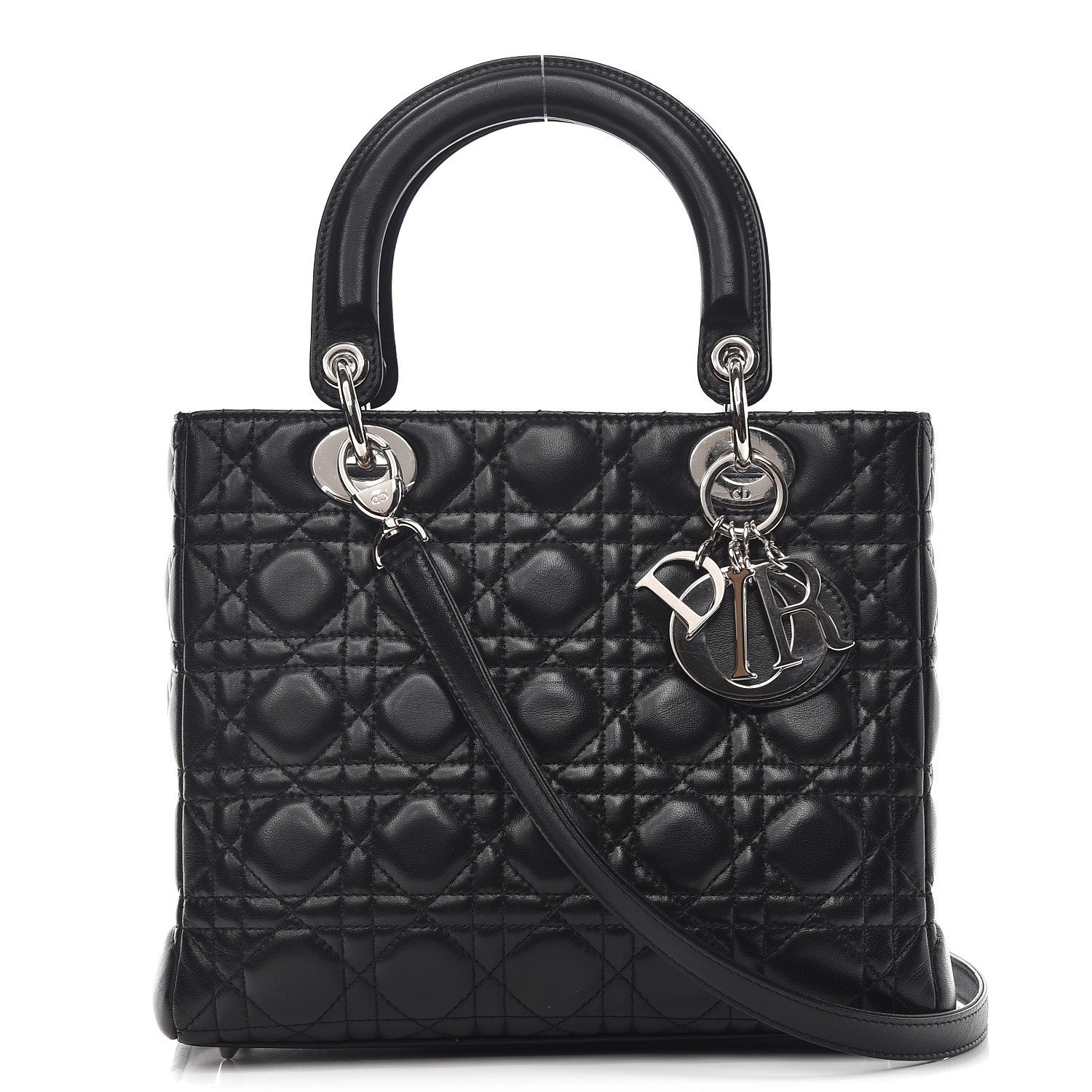 Christian Dior Lambskin Cannage Medium Lady Dior Black 1 of 9