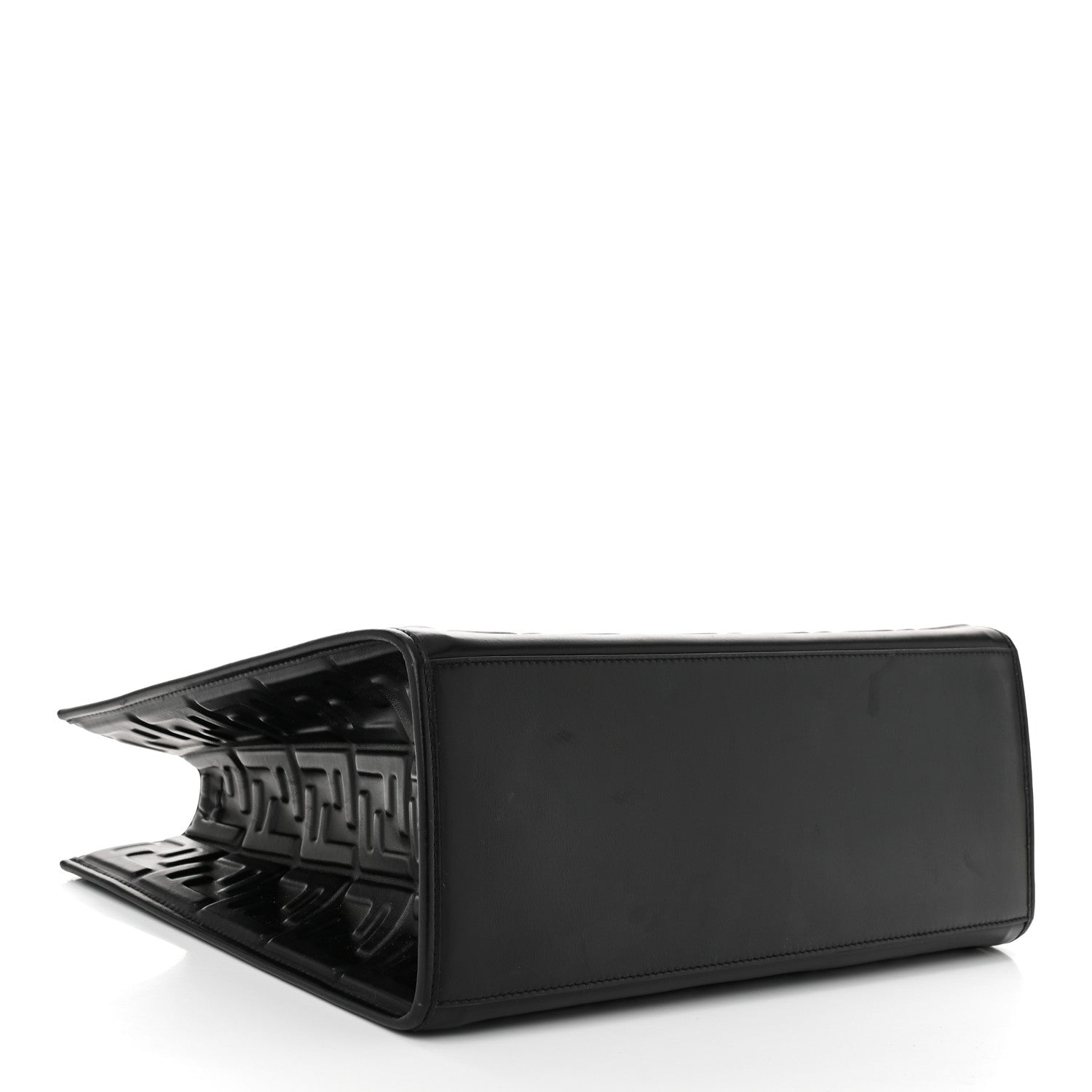 Fendi Vitello Plexiglass FF Embossed Medium Fendi Sunshine Shopper Tote Black 4 of 10