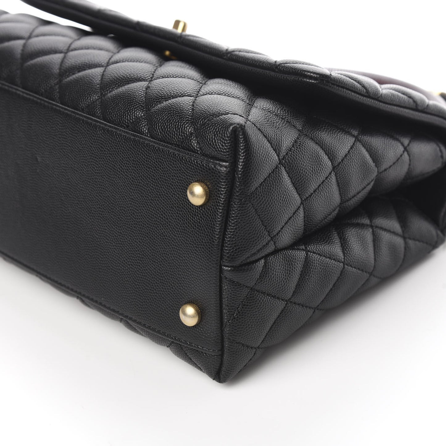 Caviar Lizard Embossed Quilted Small Coco Handle Flap Black
