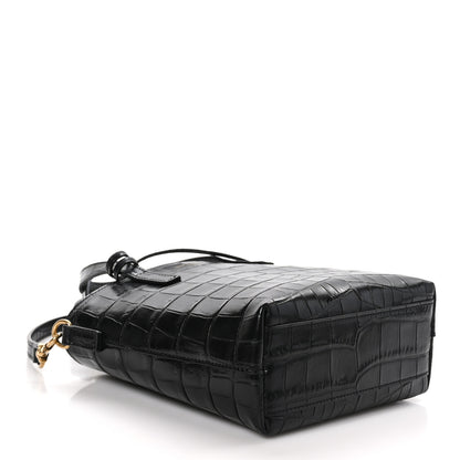 Saint Laurent Calfskin Crocodile Embossed Paris Mini Toy Shopper Tote Black 4 of 10