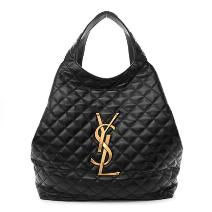 Saint Laurent Lambskin Quilted Maxi Icare Shopping Tote Black 4 of 13