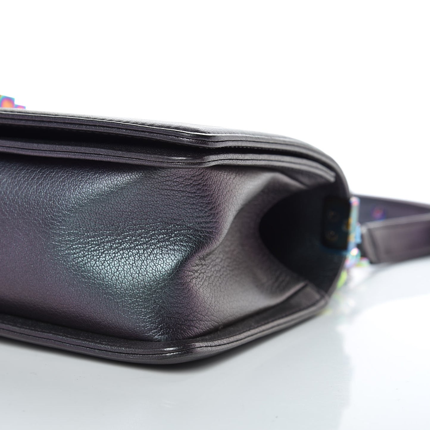 Iridescent Goatskin Quilted Medium Boy Flap Purple