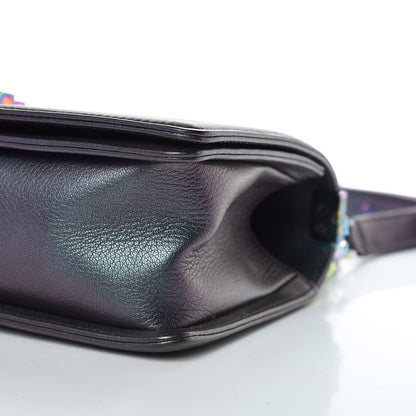 Chanel Iridescent Goatskin Quilted Medium Boy Flap Purple 8 of 9