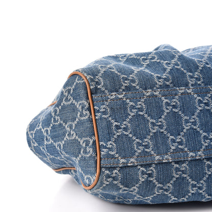 Gucci Denim Monogram Medium Sukey Tote Blue 5 of 10