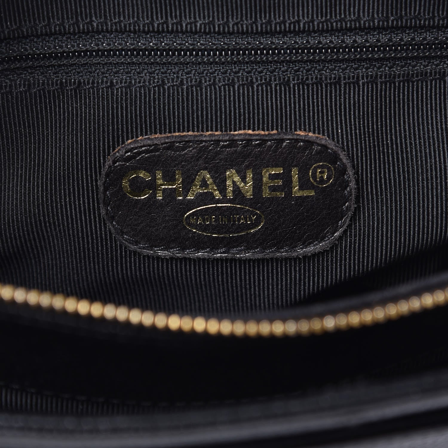 Chanel Caviar Embroidered Logo Shoulder Bag Black 6 of 10