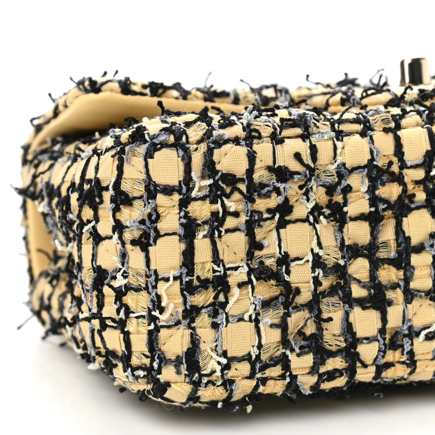 Tweed Quilted Mini Rectangular Flap Yellow Black