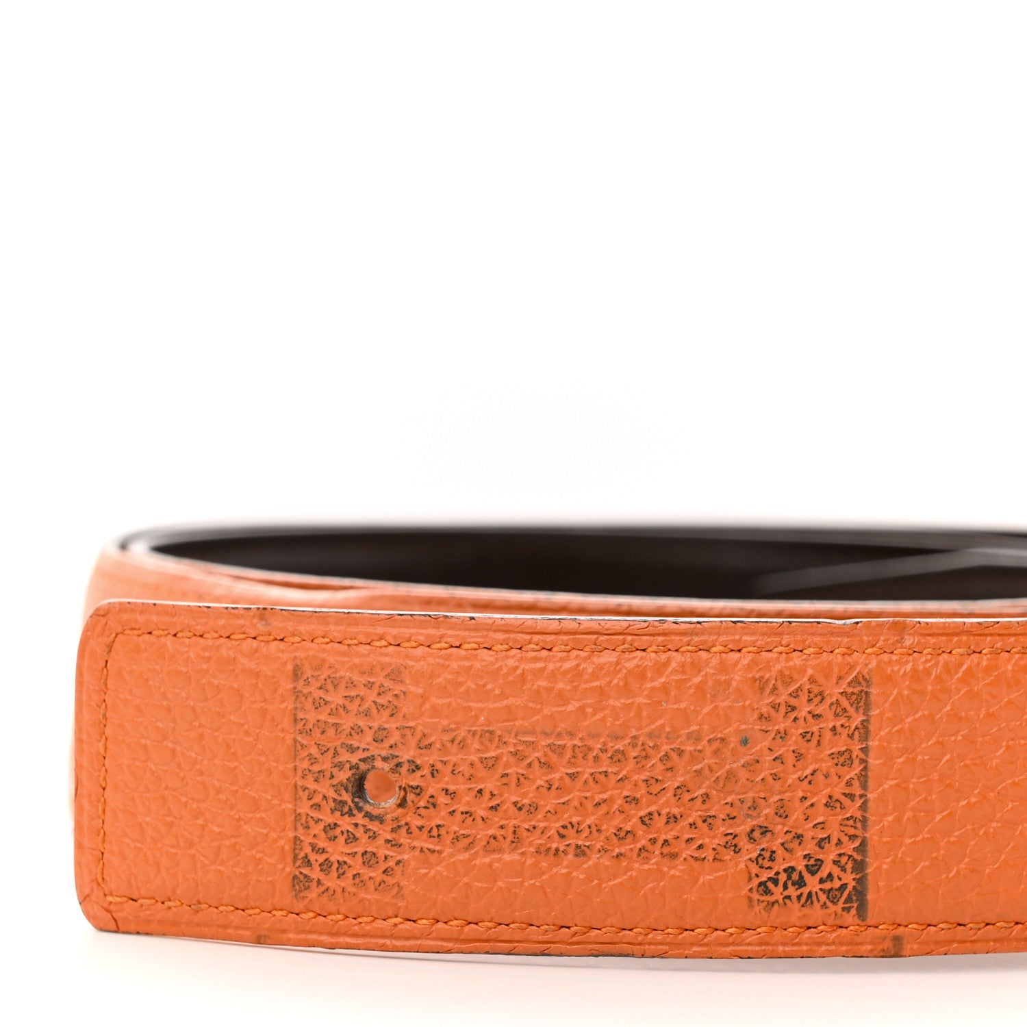 Hermes Togo Box 32mm H Belt 85 34 Orange Chocolate 16 of 17